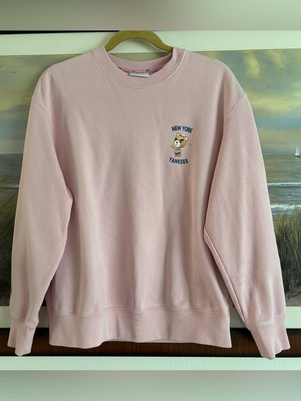 MLB Korea Pink Mega Bear NY Yankees Crewneck Sweatshirt Medium